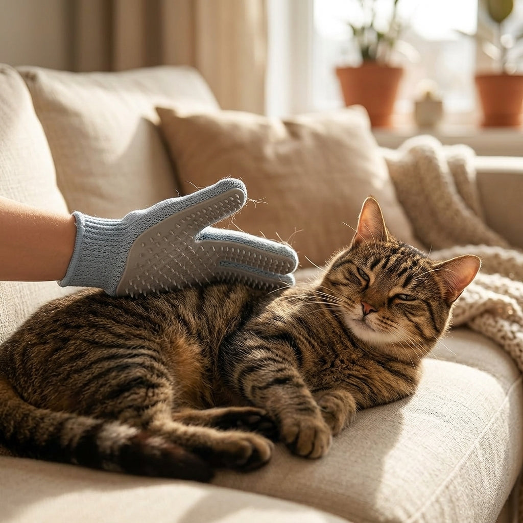 The MeowTested Grooming Glove — Gentle Deshedding + Massage