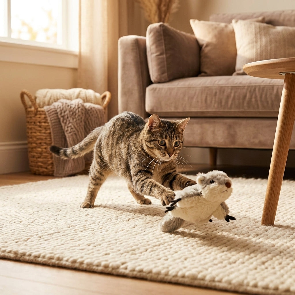 The MeowTested Flapping Squirrel — Touch-Activated Prey Toy